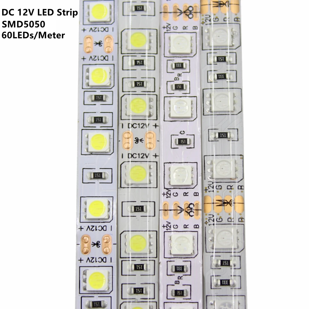 DC12V LED Strip 5050SMD 60LEDs/M DIY Flexible LED Light Waterproof RGB 5050 LED Tape For TV Background Lighting Decoration