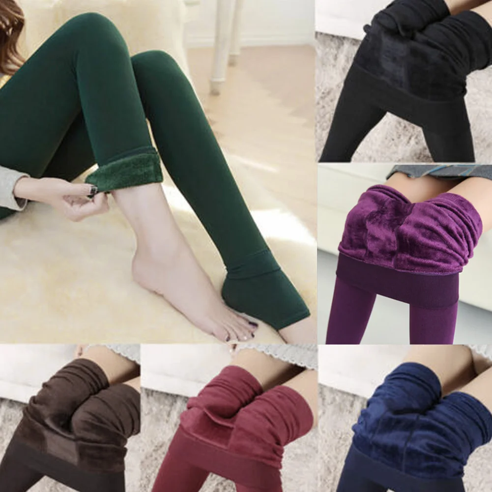 

Newly Women Slim Elastic Leggings Plush Lined Winter Warm High Stretch Pants m99