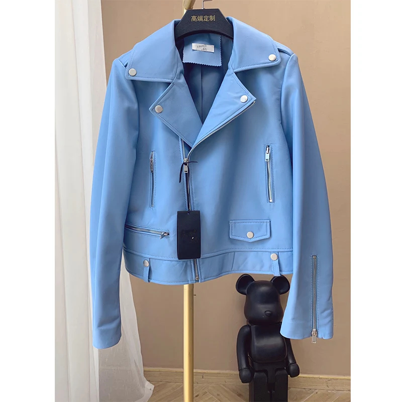 

Куртка женская из овечьей кожи, с длинным рукавом и отложным воротником