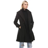 2019 coats women winter solid swing plus velvet overcoat girls double breasted wool pea long sleeved slim coat plus size