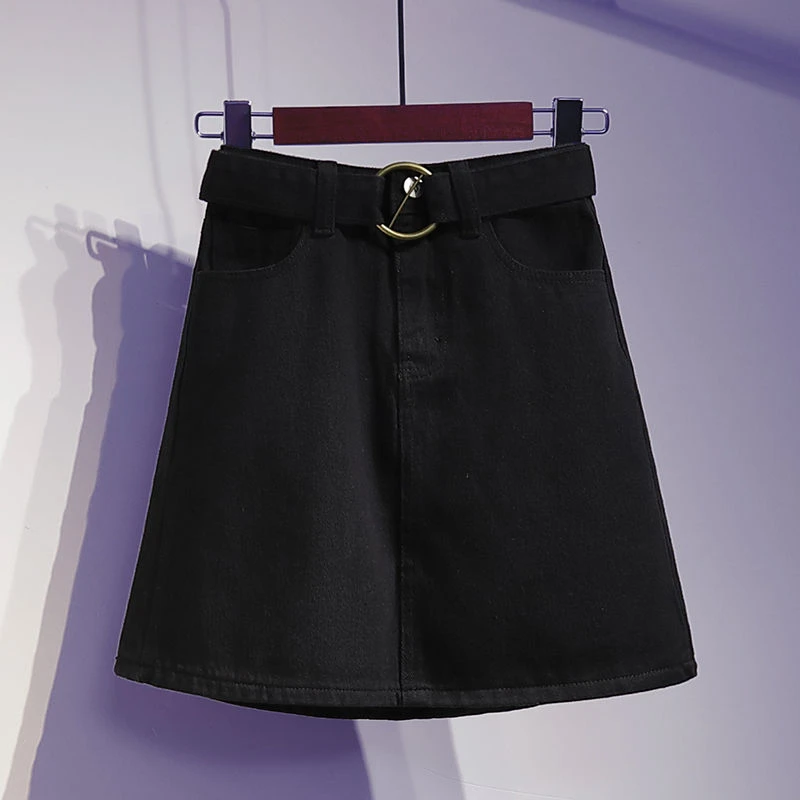 Хлопковые джинсовые осенне зимние женские юбки с высокой талией повседневные
