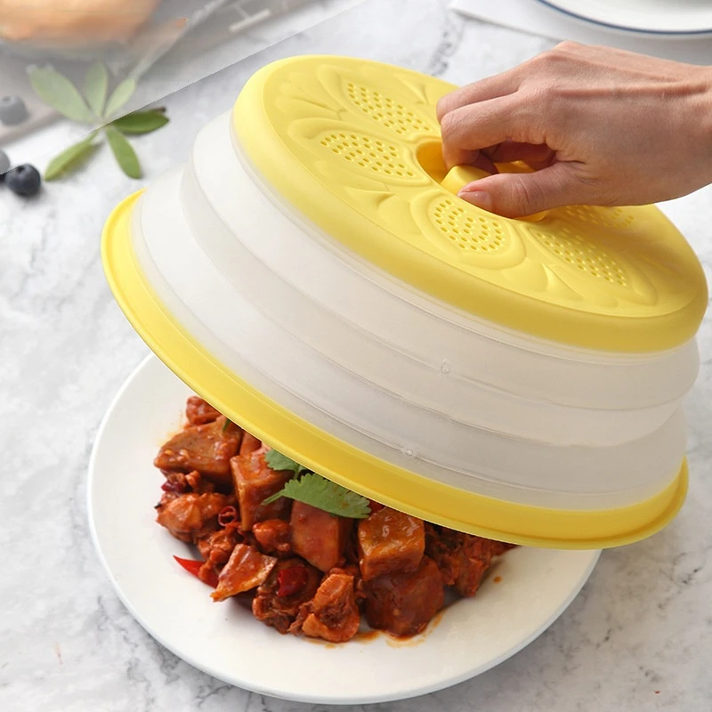 

Reusable Plastic Microwave Fresh Food Protection Cover Strechable Collapsible Lid Kitchen Tools Breathable Foldable Drain Basket