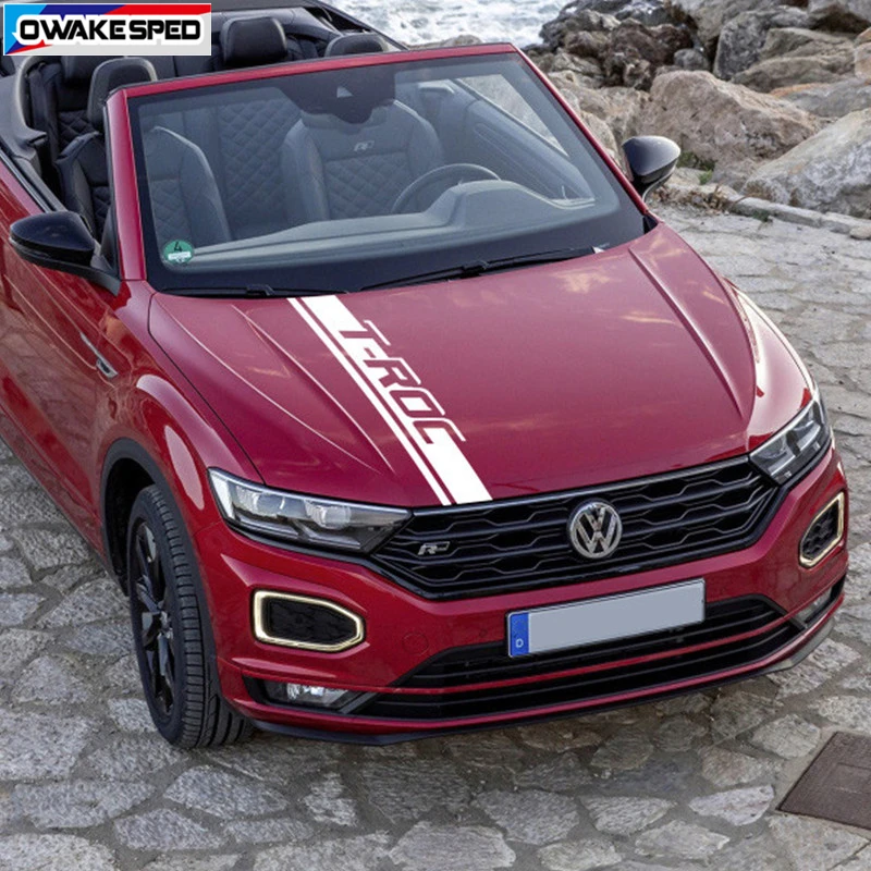 

Спортивные полосы автомобиля капот стикер для Volkswagen-VW T-ROC R линия Авто Крышка двигателя Декор виниловые наклейки