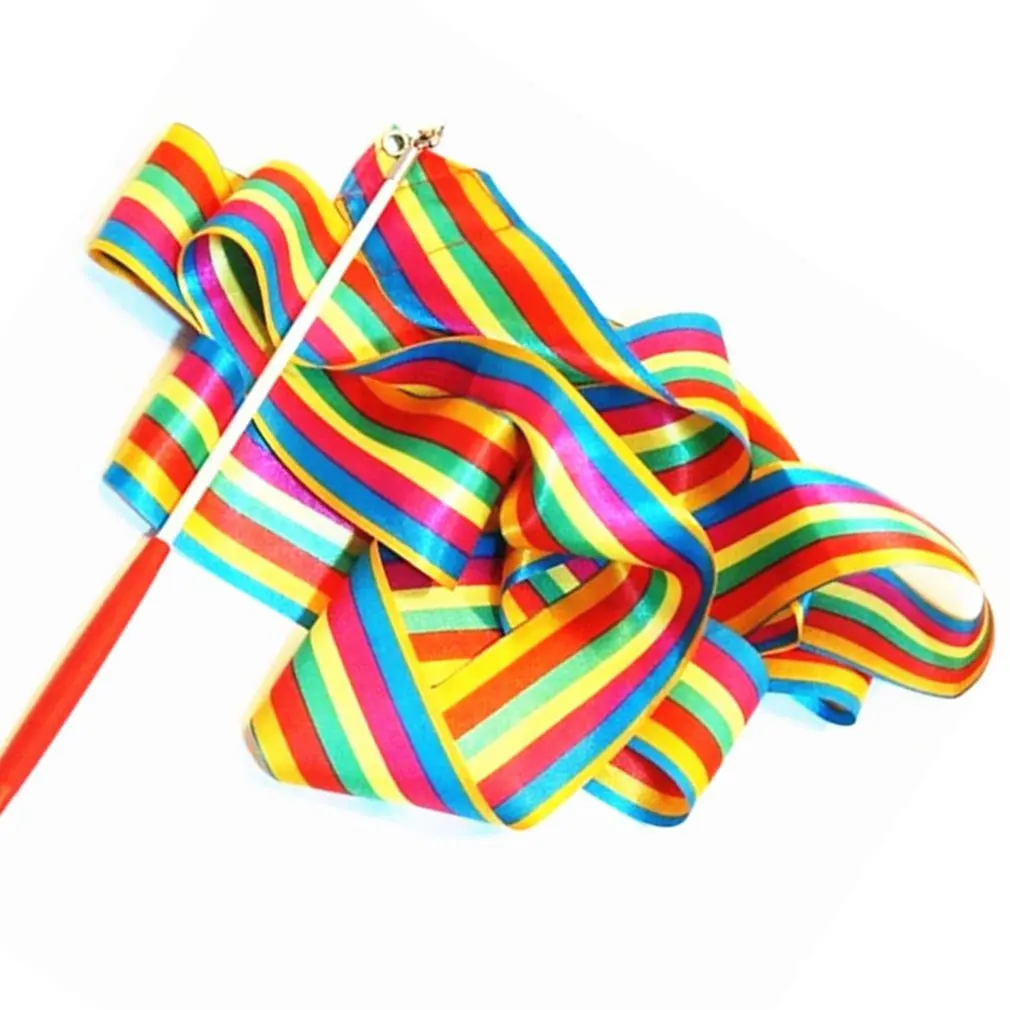 

Colorful Gymnastics Ribbons Toy Children Best Gift boys girls Outdoor Hyun Dance Band 4 Meter Bauble Art Ballet Twirling Stick