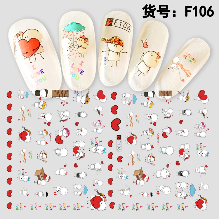 5sheet 10type Japanese Ultrathin children Cartoon Nail Stickers Designs Gummed 3D Art Decals Decoration F99-108 | Красота и здоровье