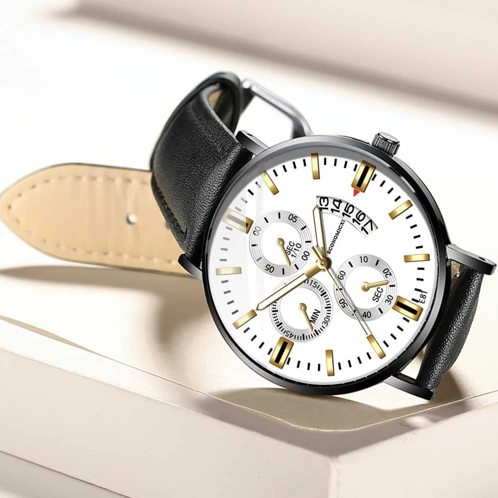 

2020 new business mature luxury men's watch personality three-eye luminous analog leather high-end quartz watch 5*