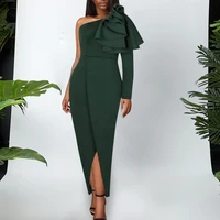 women long dresses bodycon party irregular sleeve big flower slit sexy celebrate occasion christmas african night birthday event