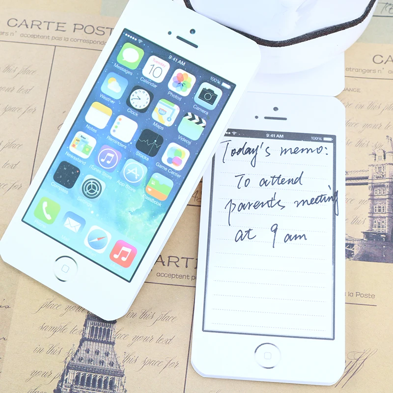 

White Fashion Sticky Note Paper Cell Phone Shaped Stationery Office Supplies Sticky Note