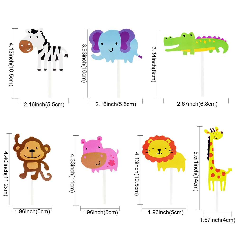 7 шт./компл. Милая животная в джунглях торт Топпер мультяшная обезьяна слон жираф