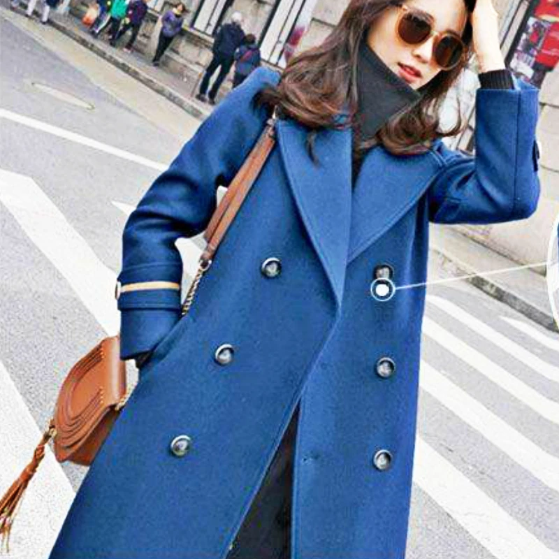 Женское осеннее длинное шерстяное пальто винтажное | Женская одежда