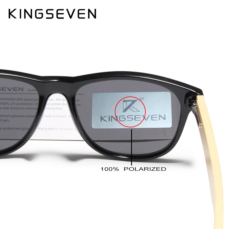 Солнцезащитные очки KINGSEVEN с бамбуковыми дужками UV400 для мужчин и женщин Модные