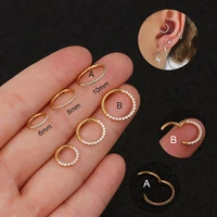 1pc 316l stainless steel cz cartilage hoop earring hinged segment clicker ring nose septum jewelry helix daith piercing earrings