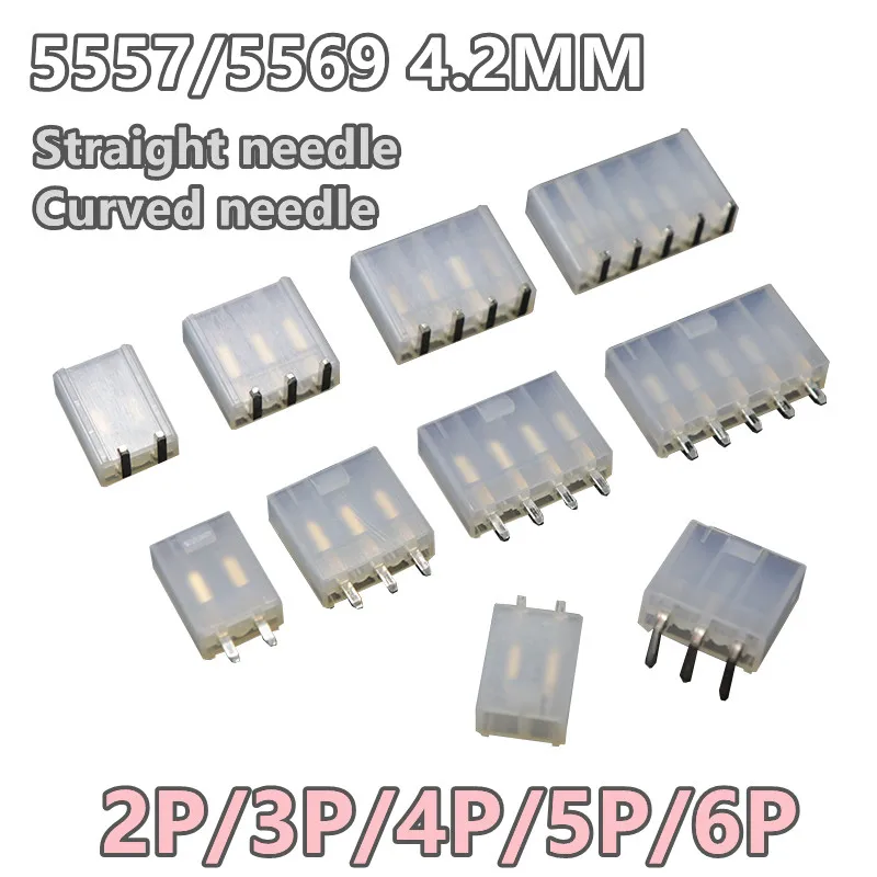 

20pcs/Lot 5557 5569 4.2mm Straight Needle Curved Needle PCB Single Row Connector 2P 3P 4P 5P 6P For Car Auto PC ATX
