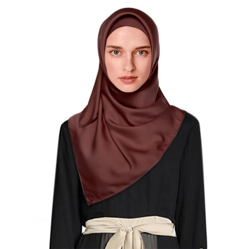 Shimmering Satin Hijab Shawl Modest Muslim Head Wrap Luxury Silk Square Scarf Turkish Madame Islamic Abaya Clothing Accessories |