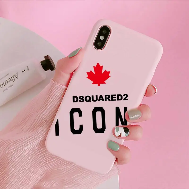 

Luxury brand DSQUARED2 DSQ2 Maple Ieaf Phone Case For iphone 12 11 Pro Max Mini XS 8 7 6 6S Plus X SE 2020 XR Matte Candy Pink