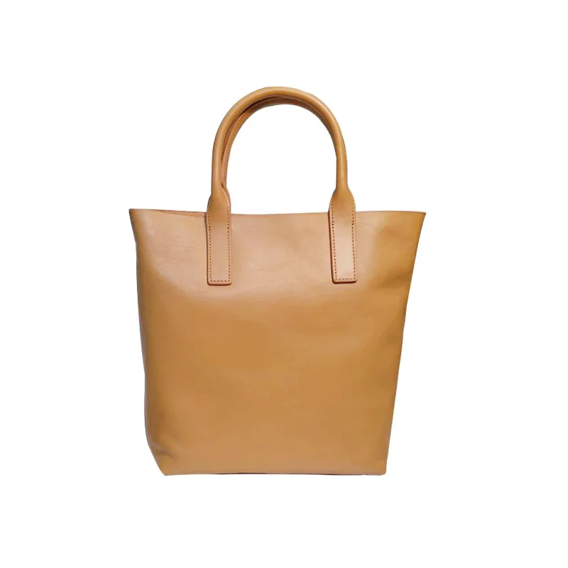 

Vegetable tanned cow leather bucket bag women's advanced sense simple handbag literature and art leather hand bag versatile