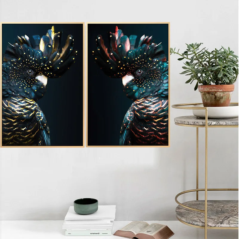 

Black Cockatoo Modern Sofa Frameless Background Wall Decoration Painting Restaurant Bedroom Dining Room Painting Core Poster
