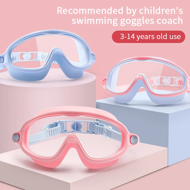 

Waterproof and anti-fog high-definition goggles children's goggles boys and girls baby transparent big frame professional swimmi