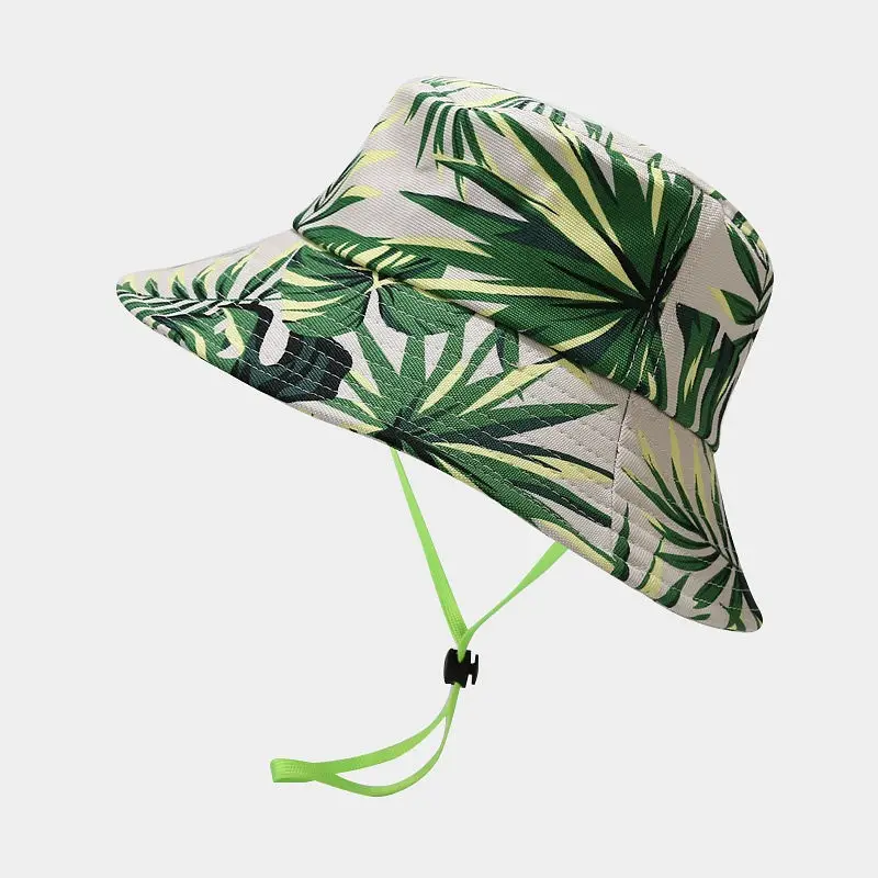 

Cotton Green Plant Print Bucket Hat Fisherman Hat Outdoor Travel Hat Sun Cap Hats for Men and Women 358