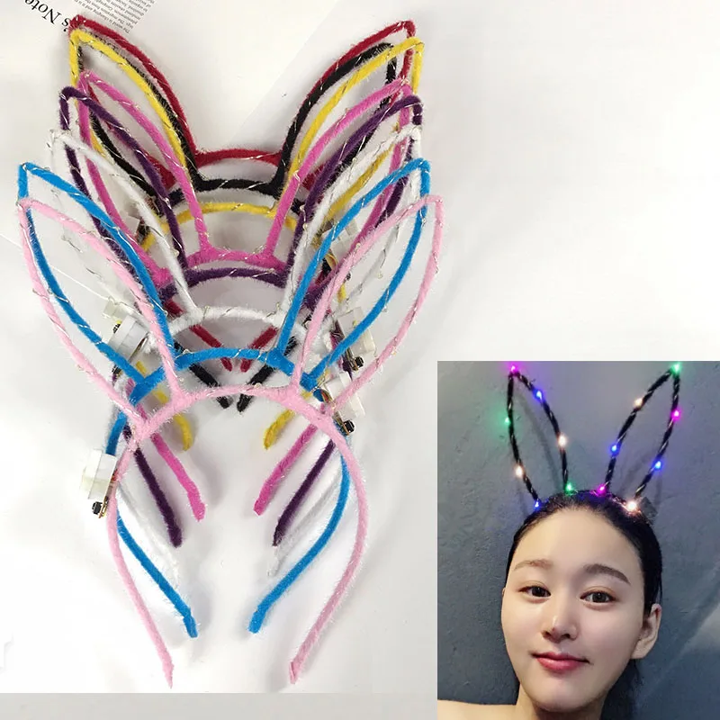 Светодиодный светящийся ободок с кроличьими ушками вечерние светящиеся