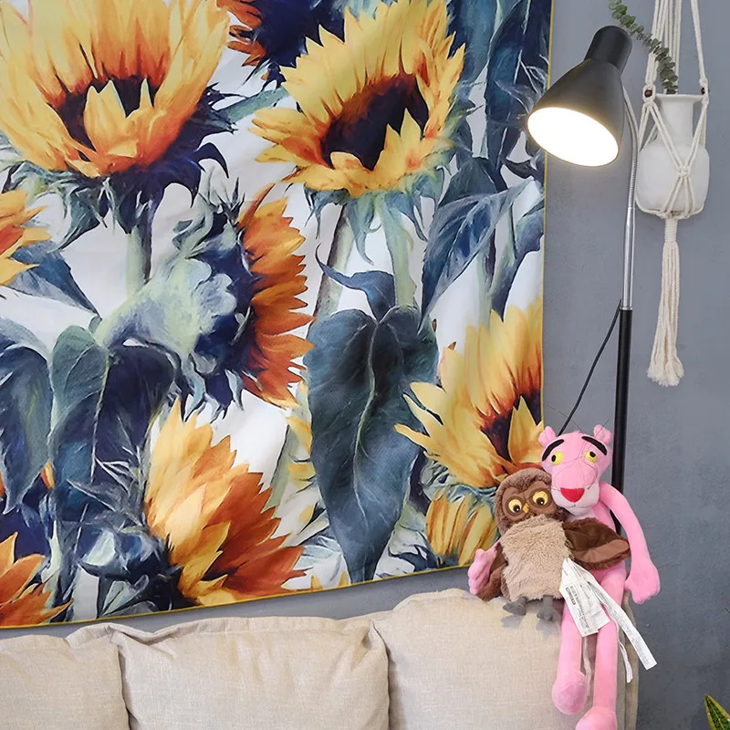 С натуральным растительным экстрактом цветочный гобелен с подсолнухами на стене