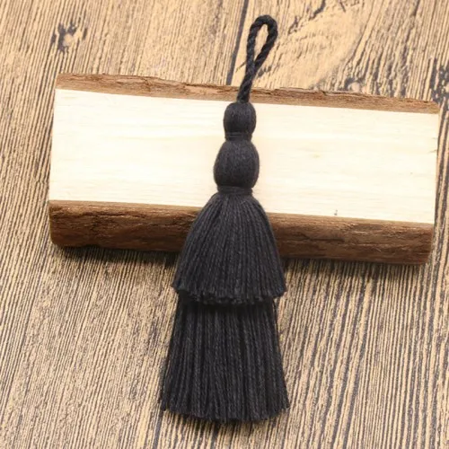 Black 1pcs 12 см длинная хлопковая кисточка 2 слоя дизайн цветная кисточка для поделок телефон подвеска брелок подвесной мешок украшение одежды 1 шт - Цвет: Black 1pcs