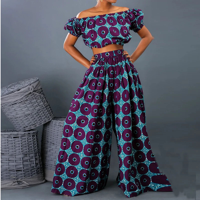 Женская одежда в африканском стиле Брюки с принтом Дашики Широкие брюки Bazin