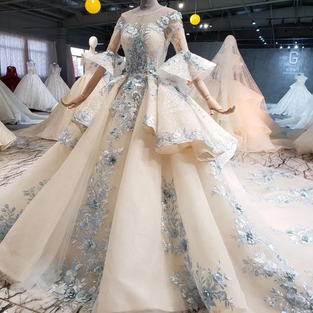 Роскошное бальное платье HTL1038 свадебные платья с круглым вырезом рукавом