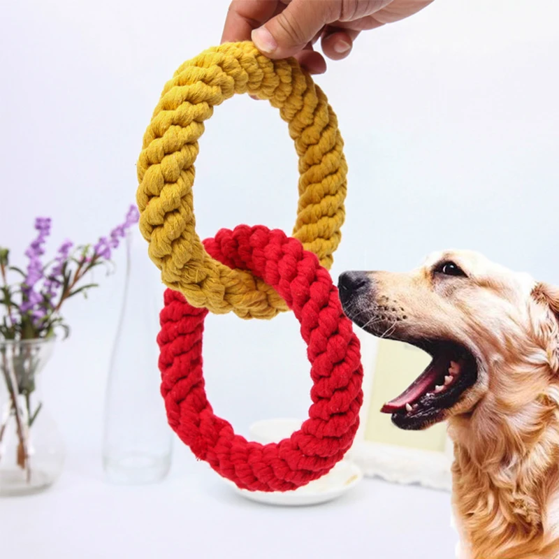 

Dog accessories For Dogs Game Pet Ring Training Bite Resistant Chew Puzzle Cotton rope Home Pet Pull Chew Bite Training Toy
