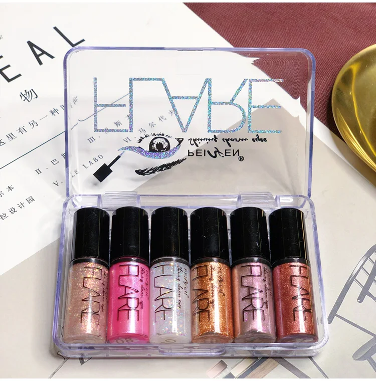 6 шт./компл. световой тени для век Блеск Жидкость блестящие Diamond Водонепроницаемый