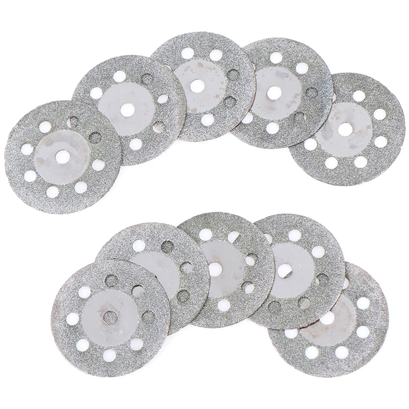 

10pcs/set 25mm Mini Diamond Saw Blade Silver Cutting Discs With 2X Connecting Shank For Dremel Drill Fit Rotary Tool