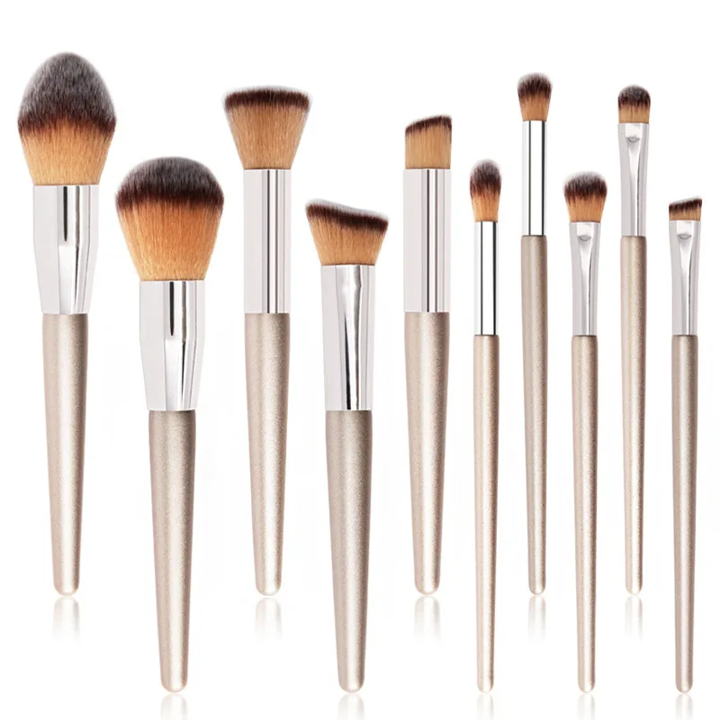 

Cosmetic Brushes Sets 10Pcs Powder-Foundation-Concealer Blusher Blending Sculpting Highlighter Eye Shadow Bronzer Makeup Tools