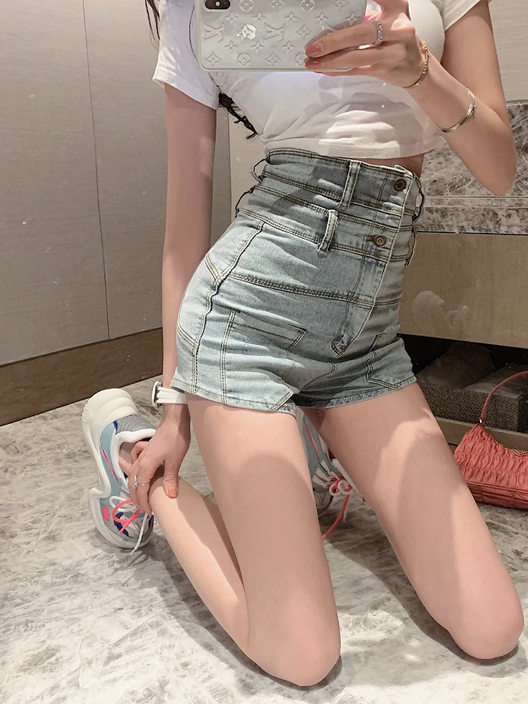 

2020 новые летние Высокая талия тонкая и универсальная старый светильник прилива сексуальные джинсовые шорты