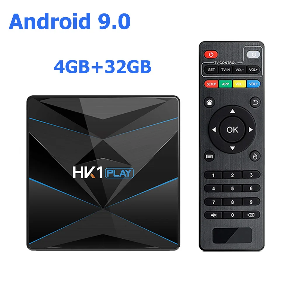 4G 32G TV BOX HK1 PLAY Android 9,0 Smart tv BOX Amlogic S905X2 Гугл ТВ приемник 4K Wifi медиаплеер Play Store бесплатное приложение быстрый набор верхней коробки - Цвет: 4G 32G TV BOX