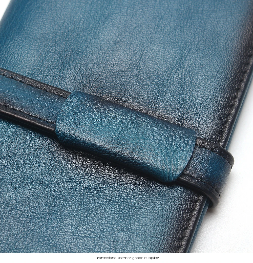 RFID Блокировка Dip Dye натуральная кожа Ретро Винтаж сплошной цвет мужской длинный кошелек портмоне винтажный дизайнер мужские кошельки