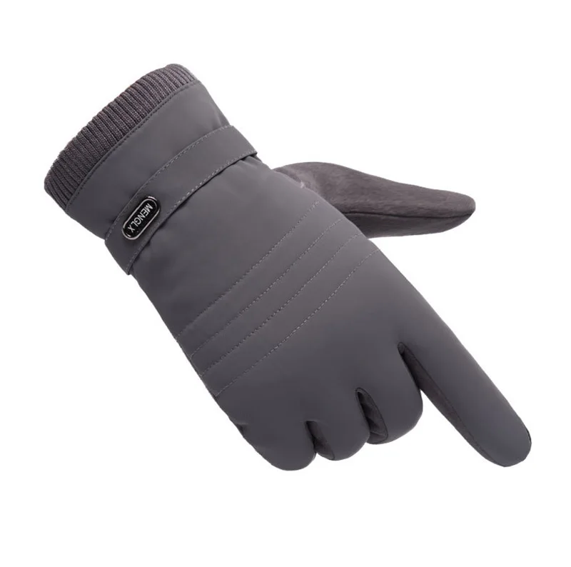 Зимние мужские спортивные плюс плюшевые толстые теплые кашемировые велосипедные варежки для верховой езды эластичные Имитация кожи с сенсорным экраном перчатки для вождения C65