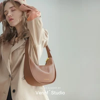 venof womens brand soft leather shoulder crossbody bag ladie cowhide message half moon tote bags luxury designer handbags woman