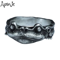 apinje vintage 925 sterling silver ring for men creative animal frog fortune toad jewelry