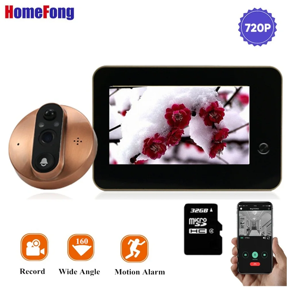 Homefong беспроводной видео глазок Интерком 4 3 дюймов Обнаружение движения камера с