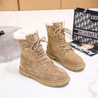 JWXK новые высокие зимние ботинки модные плюс бархатные теплые женские Ботинки Martin удобные на шнуровке на плоской подошве мотоциклетные ботинки