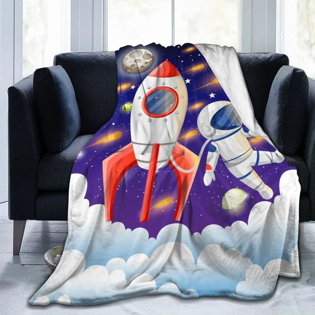 

Фланелевое Одеяло с мультяшными планетами, звездами, планетами и землей, искусственная стирка, теплое мягкое одеяло s, диванное, кровать, для...