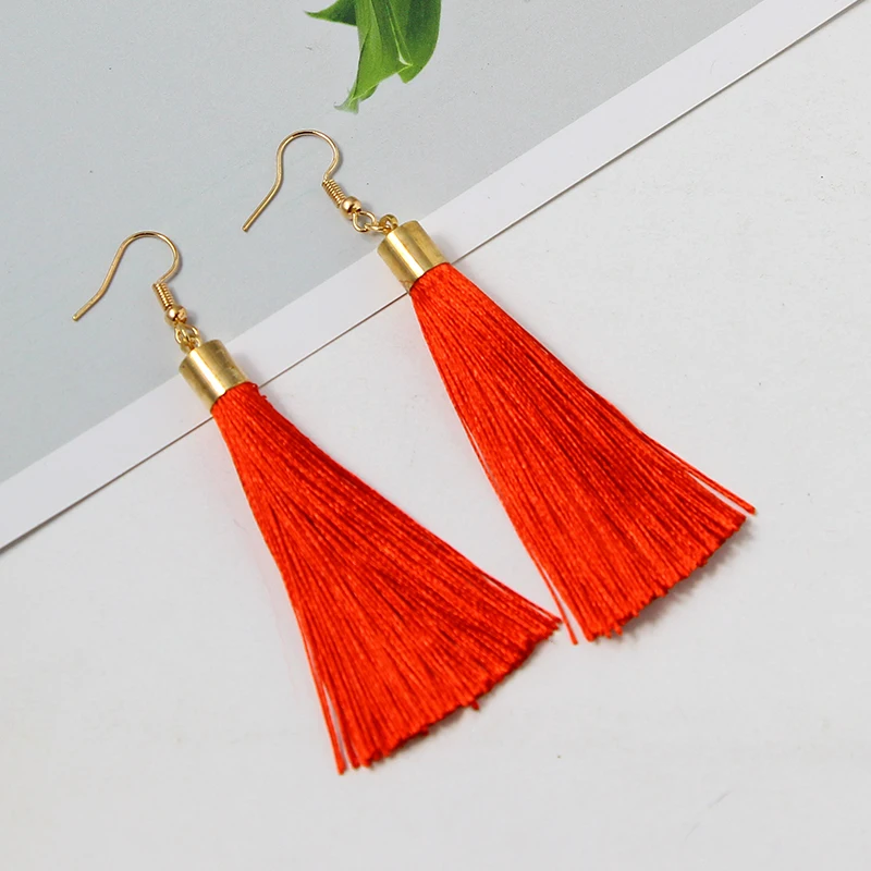 red-15 Серьги-кисточки в богемном стиле винтажные свисающие серьги mujer moda серьги для женщин серьги Модные ювелирные изделия oorbellen - Окраска металла: red-15