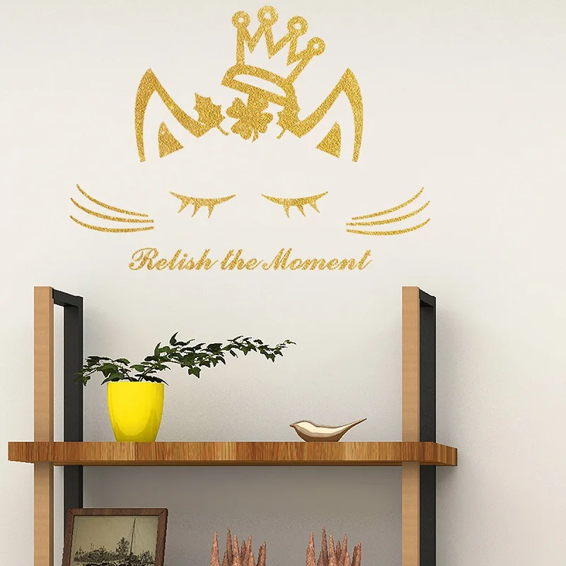 Золотая Корона Zollor kitty английская настенная наклейка спальня гостиная комод фон