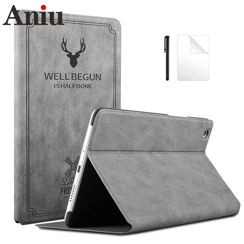 

Deer Retro Leather Case For Huawei MediaPad M5 lite 8 JDN2-W09/AL00 8.0 inch Stand Cover for Huawei Honor Pad 5 8 Case +film+pen