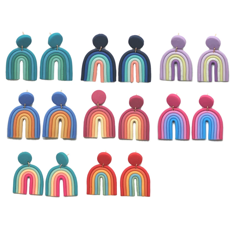 Модные U-образные серьги радужного цвета из полимерной глины полимерные ручной