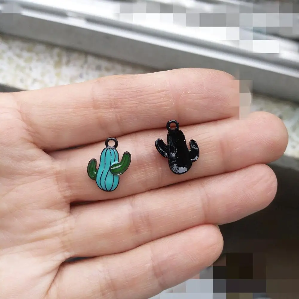 

wholesale items charms for earring making dangles bracelets 15mm cereus black plated epoxy resin diy jewelry findings metal 40pc