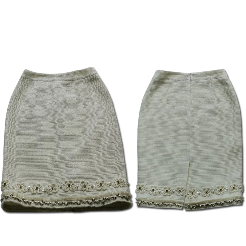 New  small fragrance coat skirt autumn   winter  order pearl wool tweed   Can be customized size