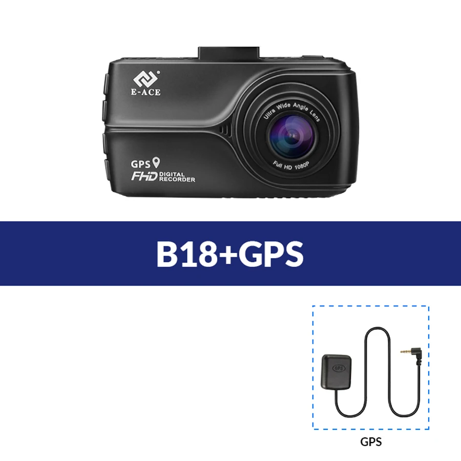 B18-GPS E-ACE 3,0 дюймов Мини Автомобильный видеорегистратор Камера с gps трекером тире камера 1080P ночного видения авто регистратор ADAS LDWS видеокамера рекордер - Название цвета: B18-GPS