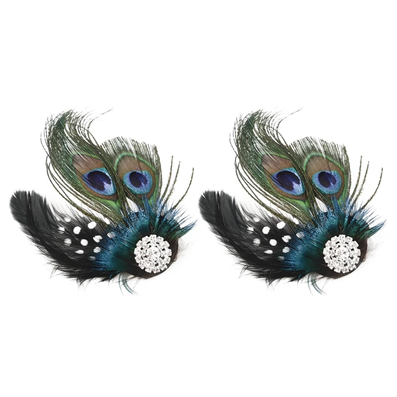 

2X Cute Peacock Feather Hair Clip
