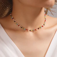 girls colorful thin beads necklace for women pearl butterfly pendant choker clavicle chain party summer jewelry new dainty gift